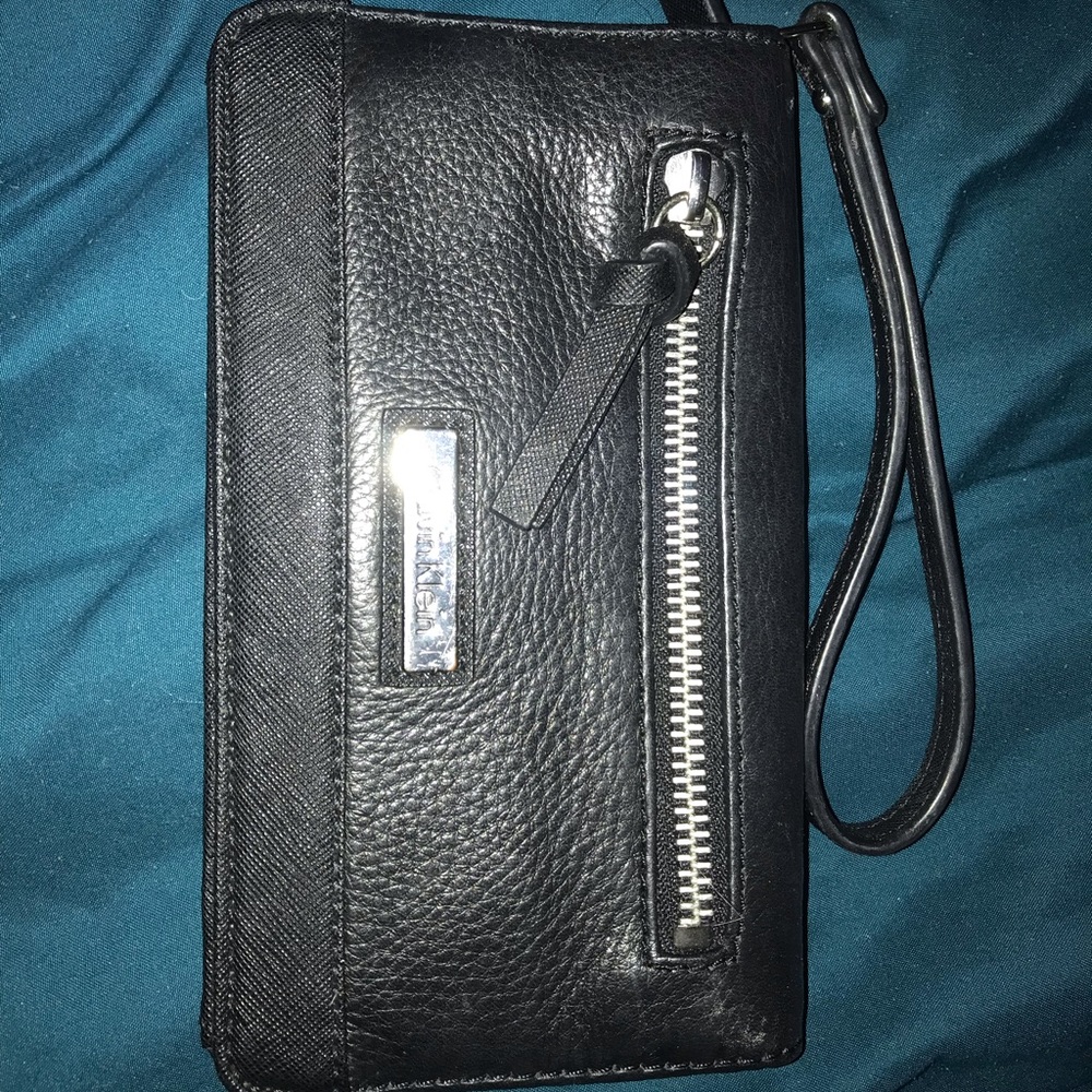 Calvin Klein black wristlet